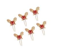 CLISPEED 6pcs Vintage Butterfly U-shaped Hairpins Rhinestone Inlay Elegant Hair Chopsticks for Bridal Hair Styling for Parties and Weddings