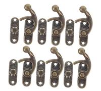 CLISPEED 6PCS Vintage Metal Swing Arm Latch Hooks with Screws Antique Jewelry Box Latches and Toolbox Buckle Locks Retro Hasps for Wine Gift Boxes Cabinets and Toolboxes