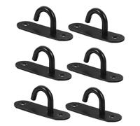 CLISPEED 6pcs Wall Ceiling Mount Bracket Strength Training Bars Resistance Bands Anchor Resistance Band Rack Pad Eye Hook Battle Ropes for Home Gym Wall Black