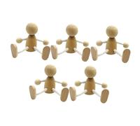 CLISPEED 6Pcs Wooden Peg Dolls with Movable Arms and Legs - Unfinished Blank Wooden Dolls for DIY Craft Figures - Educational Art Projects and Creative Painting Decor