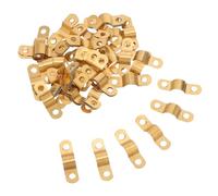 CLISPEED 70pcs Copper Tube Clamps for Household Fridges and Basements, U-Shaped Two-Hole Flat Pipe Strap Secure Fixation and Universal Compatibility, Golden Copper Material Plumbing Pipe