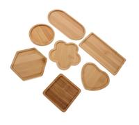 CLISPEED 7pcs Bamboo Mosaic Trays for Crafting and Home Decor, Fillable Blank Base Plates with Versatile Usage and Creative DIY Potential, for Mosaic Making Coaster Projects