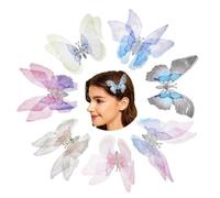 CLISPEED 7Pcs Butterfly Hair Clips Lightweight Alloy Fabric Wings Glitter Barrettes for Women Teens Cute Hairpins for Daily Party Wedding Styling Accessories