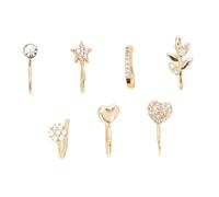 CLISPEED 7pcs Fake Nose Rings Nose Clip Jewelry Lightweight Non Piercing for Women Men Festival Accessories