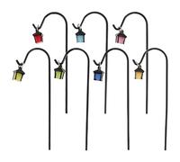 CLISPEED 7pcs Glow in the Dark Miniature Lantern Set with Shepherd’s Hook, Vintage Style Micro Landscape Lamp Post for Fairy Garden, Dollhouse Porch Light, Terrarium Craft Garden Hooks