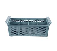 CLISPEED 8-compartment Dishwasher Cutlery Basket, Grey Plastic Drain Basket for Kitchen Utensil Storage and Silverware Holder Compatible Universal Dishwashers