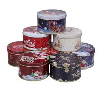 CLISPEED 8 Pcs Christmas Tinplate Card Boxes with Lids 12Cm Small Metal Storage Boxes for Christmas Cards Packaging, Assorted Designs Suitable for Holiday Greetings