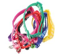 CLISPEED 8pcs Adjustable Pet Collars with Bell Printed Paw Pattern Pendant for Dogs and Cats Mixed Colors Comfortable and Practical for Outdoor Walking and Sports