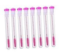 CLISPEED 8pcs Diamond Lash Wand Tubes Set with Rose Red Handles Refillable Eyelash Mascara Brushes for DIY Makeup and Lash Brow Styling