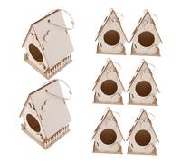 CLISPEED 8PCS DIY Wooden Birdhouse Kit for Unfinished Weather-resistant Bird Nest Ornament Creative Craft for Painting and Building Educational Outdoor Hanging
