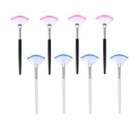 CLISPEED 8pcs Fan-shaped Makeup Brushes Set with Artificial Fiber Soft Facial Mask Applicators for Eye Mask White Long Handle Beauty Tools for Face Care