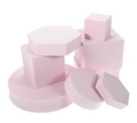 CLISPEED 8pcs Geometric Cube Photo Props Set for Jewelry and Cosmetics Photography Pink Foam Decorative Photography Background Accessories for Studio and Social Media Shoots