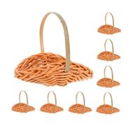 CLISPEED 8pcs Miniature Dollhouse Baskets Small Woven Shell Shaped Flower and Candy Baskets with Handles for Wedding Party Favors and Pretend Play Decor
