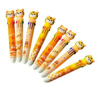 CLISPEED 8Pcs Multicolor Ballpoint Pens for Smooth Ink Flow Color Pen Cartoon Tiger Design Creative and Practical Writing Supplies Gift