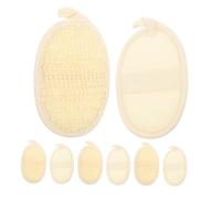 CLISPEED 8pcs Natural Loofah Exfoliating Pads for Face and Body Reusable Bath Scrubbing Towels with Cotton-Linen Blend Gentle Skin Brightening and Makeup Removal Travel-Friendly Spa