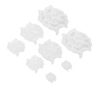 CLISPEED 8pcs Rose Shaped Clothes Patches Iron on Embroidered Appliques for Clothes and Backpacks White Artificial Leather Lightweight Costume Accessories for Personal Use