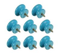 CLISPEED 8pcs Round Wood Door Pull Handles Cabinet Knobs for Wardrobe Cupboard Furniture Practical Hardware with Easy Grip Light Blue Finish