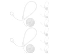 CLISPEED 8Pcs White Silicone Pen Lanyard Set with 30Cm Retractable Spring and 8Mm Ring, Anti-Lost Stylus Holder for Touchscreen Tablets and Counter Pens