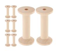 CLISPEED 8pcs Wood Bobbin Wooden Spool Organizer Empty Wooden Spools Wire Weaving Tools Embroidery Thread Winder Beige