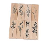 CLISPEED 8Pcs Wooden Plant Stamps DIY Scrapbook Decor Seal Set for Diary Handbook Cards Crafting Pattern Printing for Creative Hand Account Embellishment