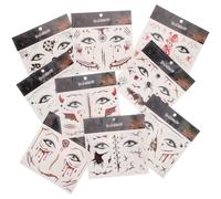 CLISPEED 9 Sheets Halloween Temporary Scar Tattoos Stickers for Face and Body, Waterproof Paper Material, Easy to Remove, Realistic Wound Decals for Halloween Makeup and Cosplay Party