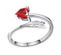CLISPEED 925 Sterling Silver Cupid Arrow Adjustable Couple Promise Ring, Open Heart Arrow Design Fashion Wedding Jewelry for Men and Women