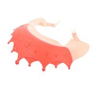 CLISPEED Adjustable Bathing Hat for Lightweight Portable Shower Cap with Soft Strap Cute Crown Design Protects Eyes and Ears During Hair Washing Red