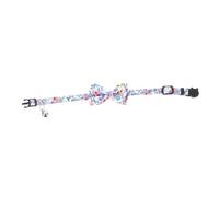 CLISPEED Adjustable Cat Collar with Bow Tie Durable Cotton Decorative Pet Neck Belt for Cats and Dogs Lightweight Wide Blue White Floral Pattern Comfortable Daily Wear for Birthdays and