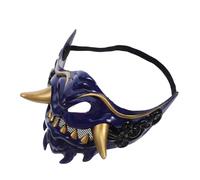 CLISPEED Adjustable Japanese Evil Demon Monster Mask for Men and Women Vibrant Half Face Samurai Cosplay Prop with Intricate Craftsmanship Suitable for Halloween Party Masquerade and