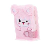 CLISPEED Adorable Plush Cover Diary Book Mini Notebook for Writing with Soft Fuzzy Design Portable Pocket Journal for Pink Lamb Cartoon Plush Notebook