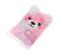 CLISPEED Adorable Plush Mini Notebook for Soft Furry Cover and Buckle Closure Portable Animal Diary for Students Cute Bear with Colorful Dress Comfortable Grip for Writing and Drawing