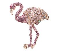 CLISPEED Alloy Crystal Flamingo Brooch Pin for Women and Girls Fashion Accessory for Dresses and Party Outfits Pink Color Rhinestone Detail