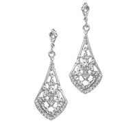 CLISPEED Alloy Rhinestone Ear Drop Earrings for Women Bride Wedding Jewelry Silver Tone Studs with Crystal Accent for Bridal and Party Wear