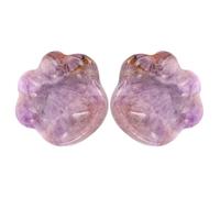 CLISPEED Amethyst Crystal Cat Paw Figurines Collectible Cat Figurines 2pcs with Lifelike Details, Unique Gemstone Ornaments for Home Decor and Bookshelf Decoration