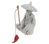 CLISPEED Ancient Style Mini Fisherman Figurine Sandstone Fisherman Ornament for Aquarium Bonsai Garden Decor Sitting Fishing Man Statue for Fairy and Sand Gardens Home Decorative Japanese