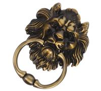 CLISPEED Antique Lion Head Door Ring Pull Handle Zinc Alloy Large Gate Knocker Chinese Style Decorative Cabinet Furniture Pulls in Antique Bronze Green for Front Doors and Farmhouse