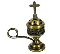 CLISPEED Antique Style Metal Incense Holder for Desktop Aromatherapy Incense Burner with Vintage Patina Multi Functional Tabletop Censer Decor for Living Bedroom Cafe and Gift Use