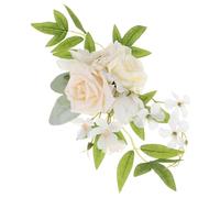 CLISPEED Artificial White Faux Flowers Cake Decoration with Realistic Design and Satin Leaves for Wedding and Shower Cake Toppers Safe for Use Elegant Pu Material