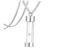 CLISPEED Ashes Sand Clock Glass Urn Necklace Memorial Cremation Keepsake Pendant with Chain Leak Ashes Jewelry for Remembrance Thoughtful for Loved Ones