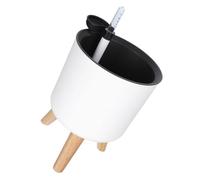 CLISPEED Automatic Self Watering Flowerpot with Water Level Gauge and Wooden Legs Large Indoor Planter Pot for Moist Soil Maintenance Easy Care Floor Pot for Houseplants and Garden
