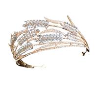 CLISPEED Baroque Style Bride Crown Wedding Dress Tiara Zinc Alloy Rhinestone Acrylic Diamond Comfortable to Wear Elegant Headpiece for Celebrations and Performance