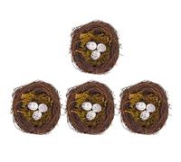 CLISPEED Bird Nests Photo Props 4 Sets Artificial Rattan with Realistic Eggs Lightweight Decorative Nest Ornaments Natural and Simple Elegant Style for Indoor and Yard Use