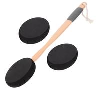 CLISPEED Black Eva Body Brush with Wooden Handle and Replacement Brush Heads for Shower and Lotion Application Enhanced Grip Design for Comfortable Use