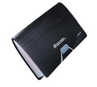 CLISPEED Black File Accordion Organizer Folder with 13 Compartments and Three Side Seal, Sturdy Pp Material, Resistant to Damage, Prevents Documents from Falling, for Business Use