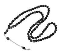 CLISPEED Black Glass Worship Bead Bracelet with Smooth Surface and Comfortable Fit, Vintage Style Praying Beads String for Pilgrimage and Worship