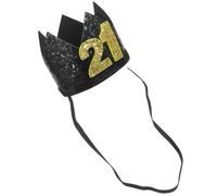 CLISPEED Black Gold 21st Birthday Crown Hat Party Decor Tiara Birthday Cap Party Accessories Headwear for Adults and Women