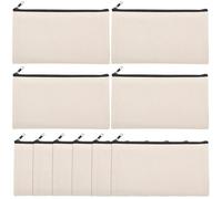 CLISPEED Blank Easy to Open and Close Canvas Pencil Cases 10pcs Makeup Bags Sublimation with Zipper Design and Tassel Kit and for Travel and Crafts for Travel Crafts