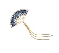 CLISPEED Blue Fan Shaped Brooch Pin for Women, Decorative Alloy and Crystal Jewelry Accessory Lasting Luster, for Game Prizes and Banquet Supplies