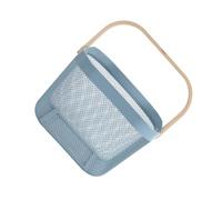 CLISPEED Blue Metal Wire Storage Basket with Wood Handle Breathable Fruit and Vegetable Holder for Kitchen and Home Organization Draining Design for Bathroom and Pantry Use