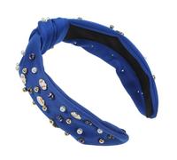 CLISPEED Blue Pearl Decorated Bow Headband for Women, Comfortable Fabric and Metal Hair Accessory, Stylish and Easy to Wear for Everyday Wear and Holidays